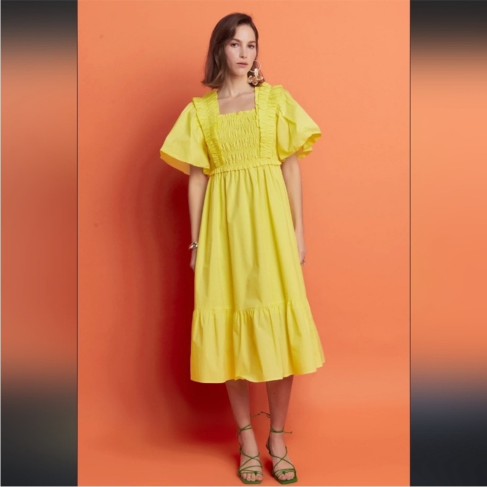 English Factory Sunny Yellow Midi Dress